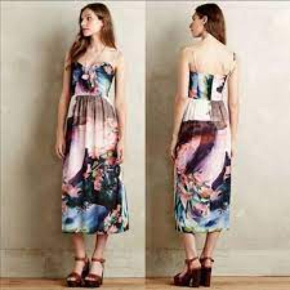 Anthropologie Corey Lynn Calter Watercolour Dress Size 2P - Picture 3 of 9